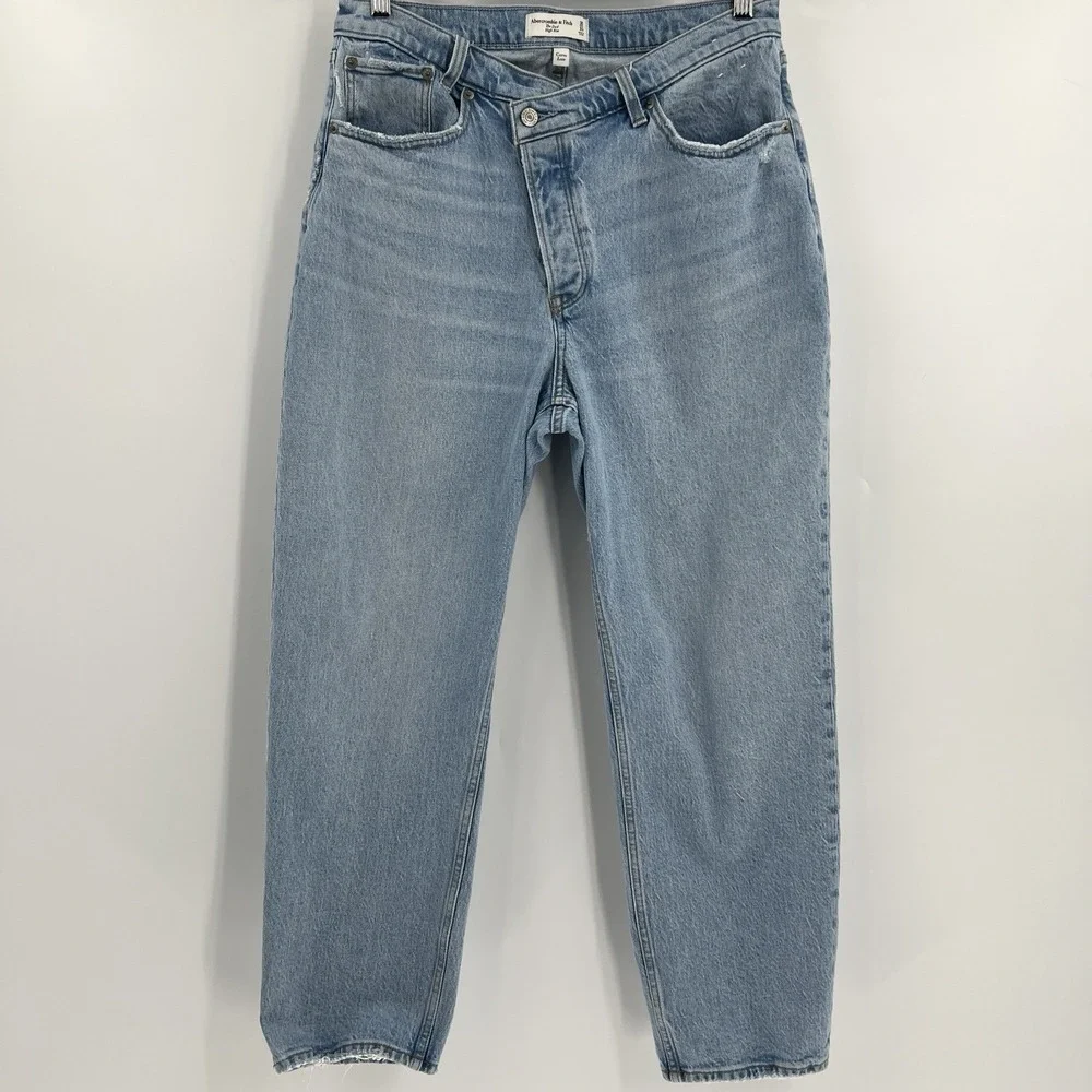 Abercrombie & Fitch Dad‎ High Rise Jeans Size 10S Curve Love Asymmetrical Waist